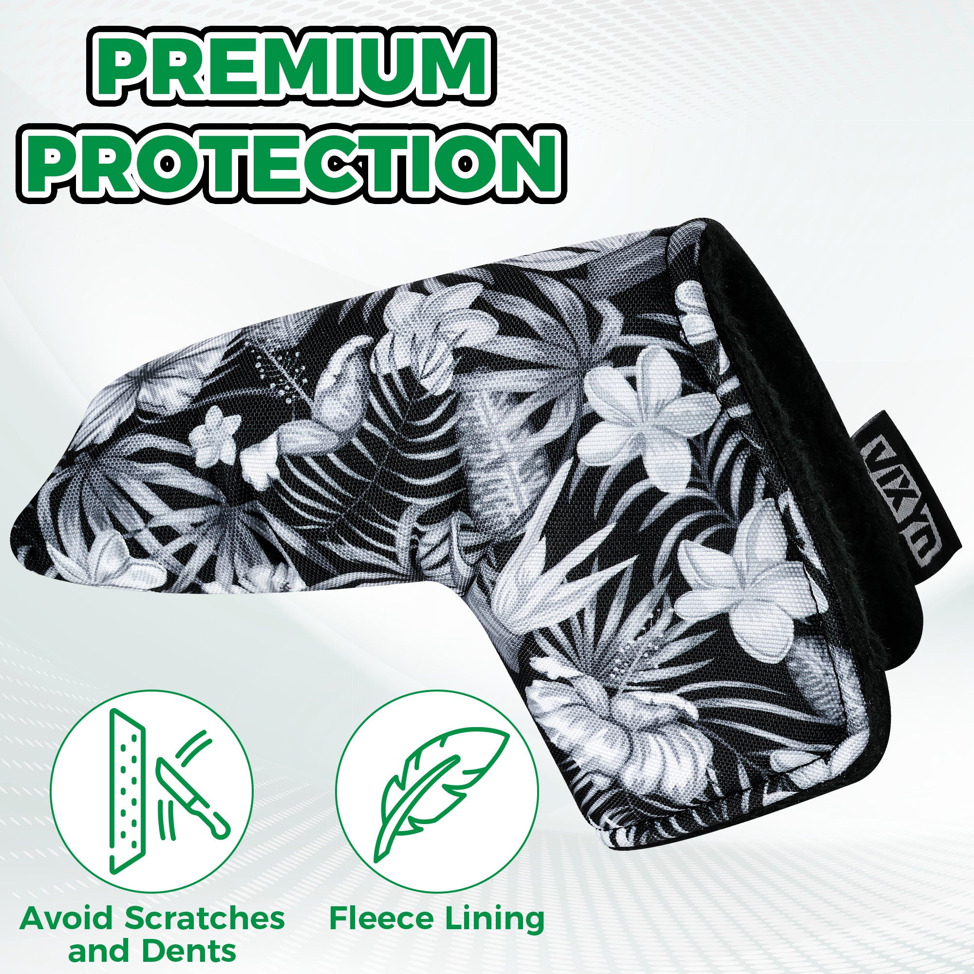 Black Floral Blade Putter Cover