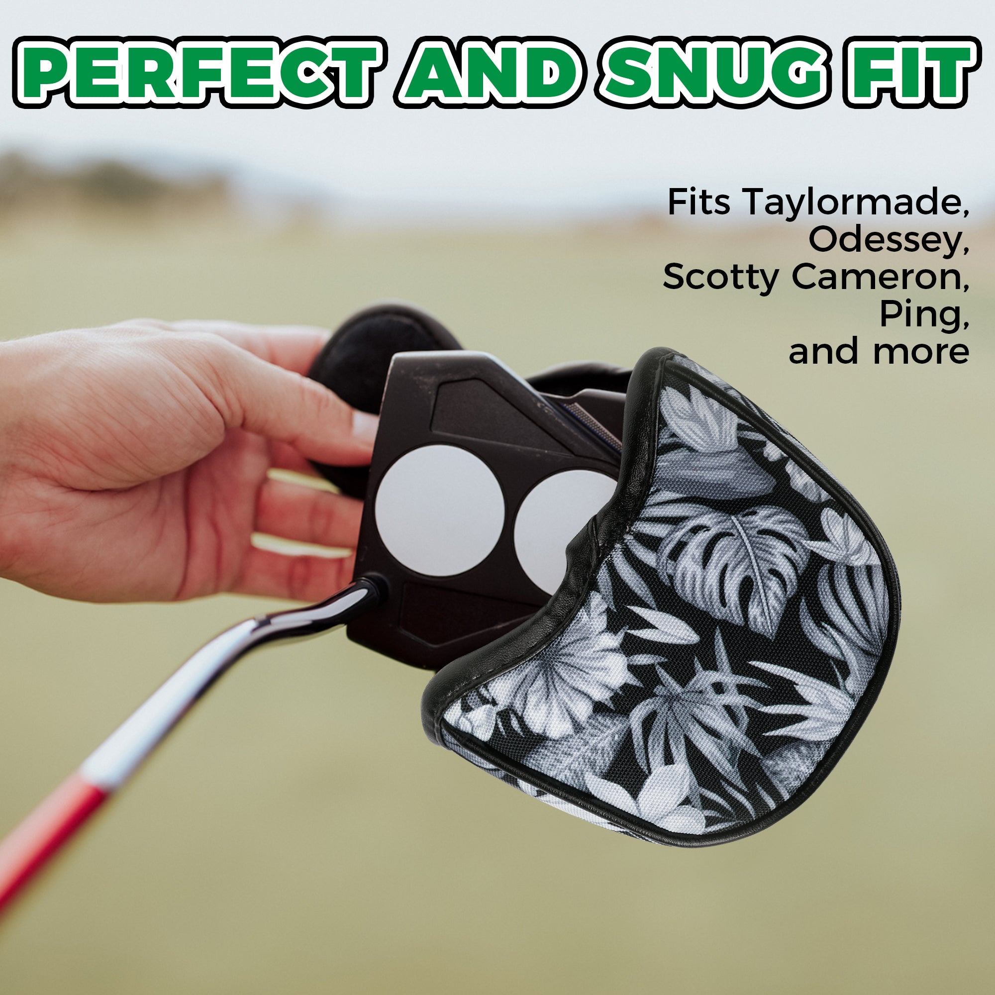 Black Floral Mallet Putter Cover