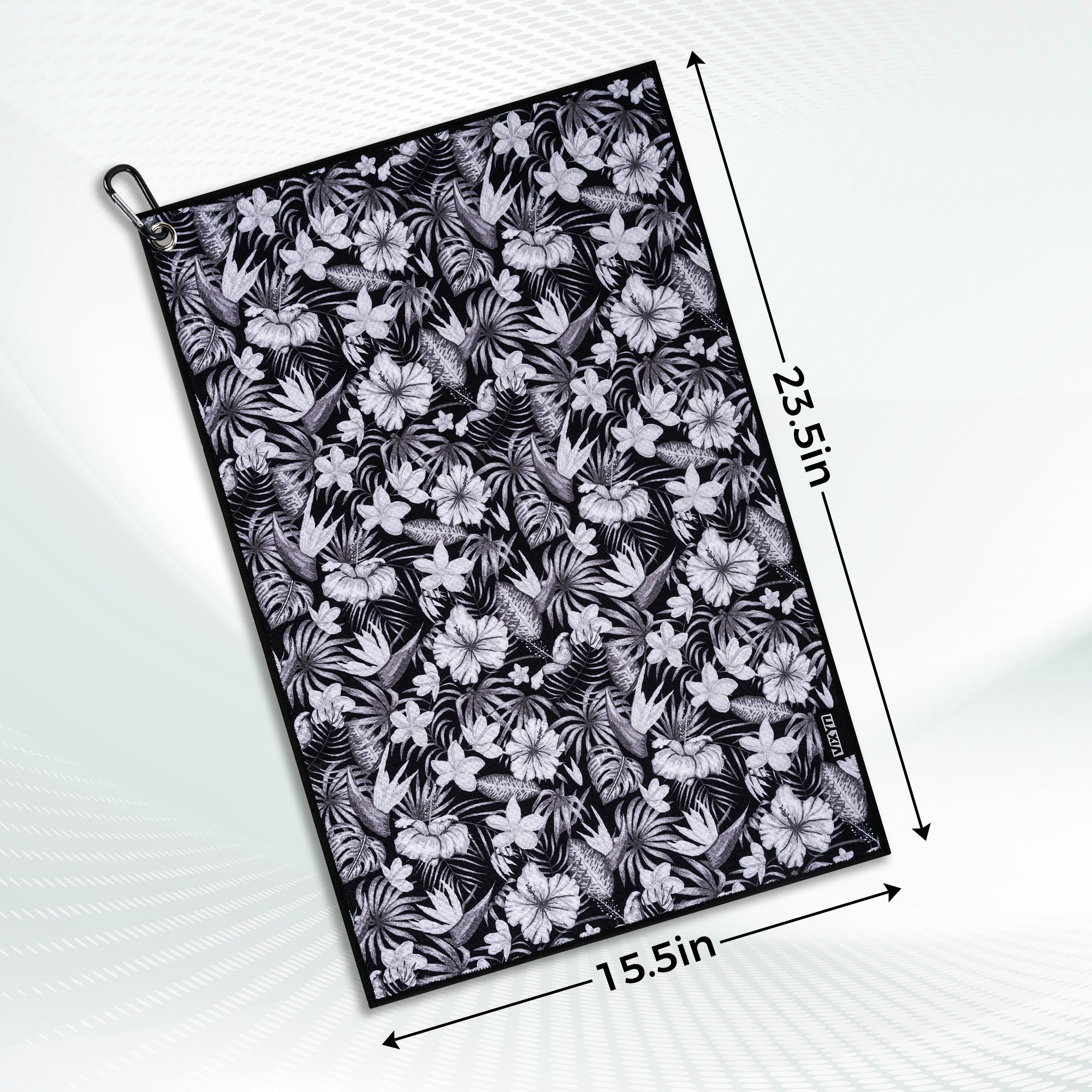 Black Floral Golf Towel