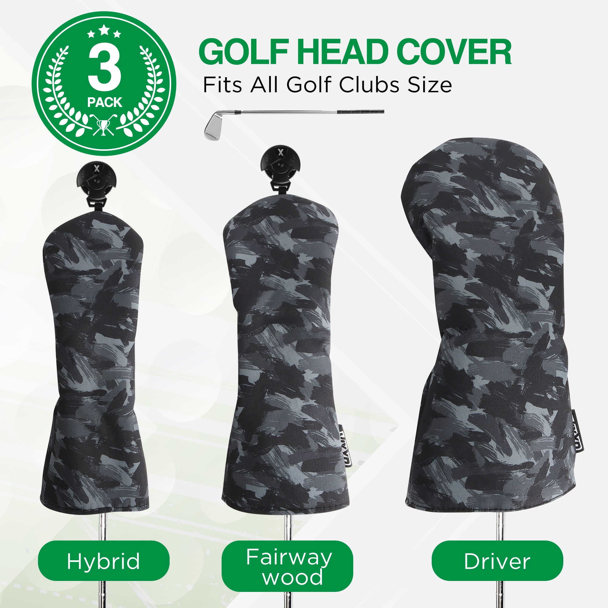 Black Brush Headcover (Full Set)